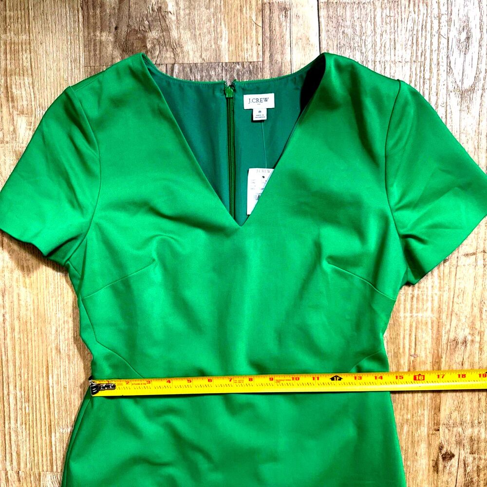 J Crew Dress Size 8 NWT Kelly Green Lined Short Sleeve Sheath Workwear - Picture 4 of 5